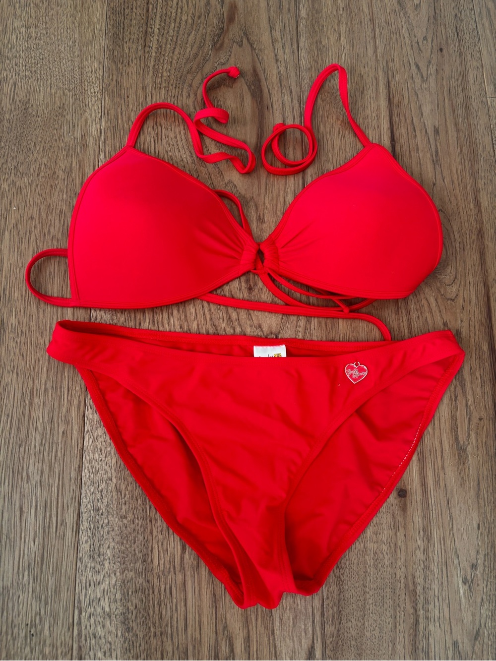 BNWOT- Body Glove Red Women's Bikini Set with Heart Accent